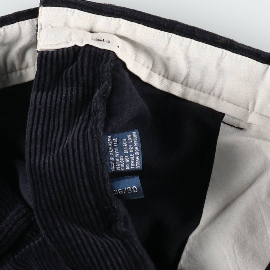 Ralph Lauren POLO by Ralph Lauren ANDREW PANT, two-pleat corduroy pants, men's size W35. cotton navy blue type Vintage Second Hand