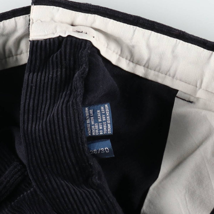 Ralph Lauren POLO by Ralph Lauren ANDREW PANT, two-pleat corduroy pants, men's size W35. cotton navy blue type Vintage Second Hand