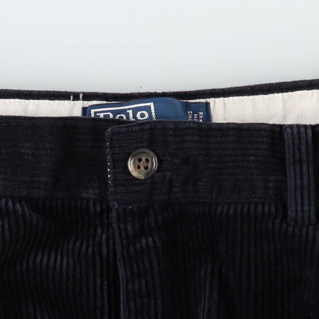 Ralph Lauren POLO by Ralph Lauren ANDREW PANT, two-pleat corduroy pants, men's size W35. cotton navy blue type Vintage Second Hand