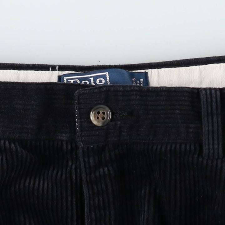 Ralph Lauren POLO by Ralph Lauren ANDREW PANT, two-pleat corduroy pants, men's size W35. cotton navy blue type Vintage Second Hand