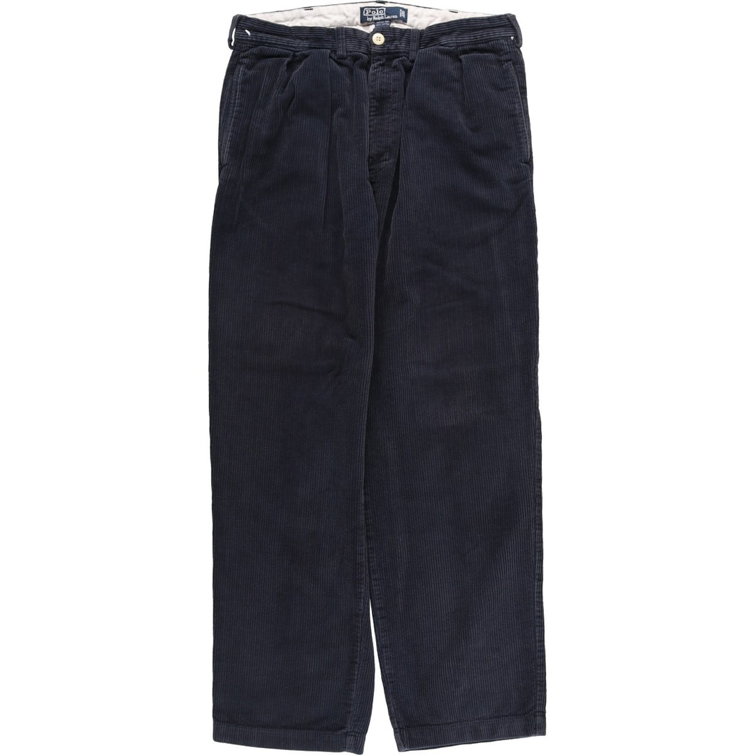 Ralph Lauren Polo by Ralph Lauren ANDREW PANT Two-pleat corduroy pants, men's size W34 (approx.) cotton navy blue type Vintage Second Hand