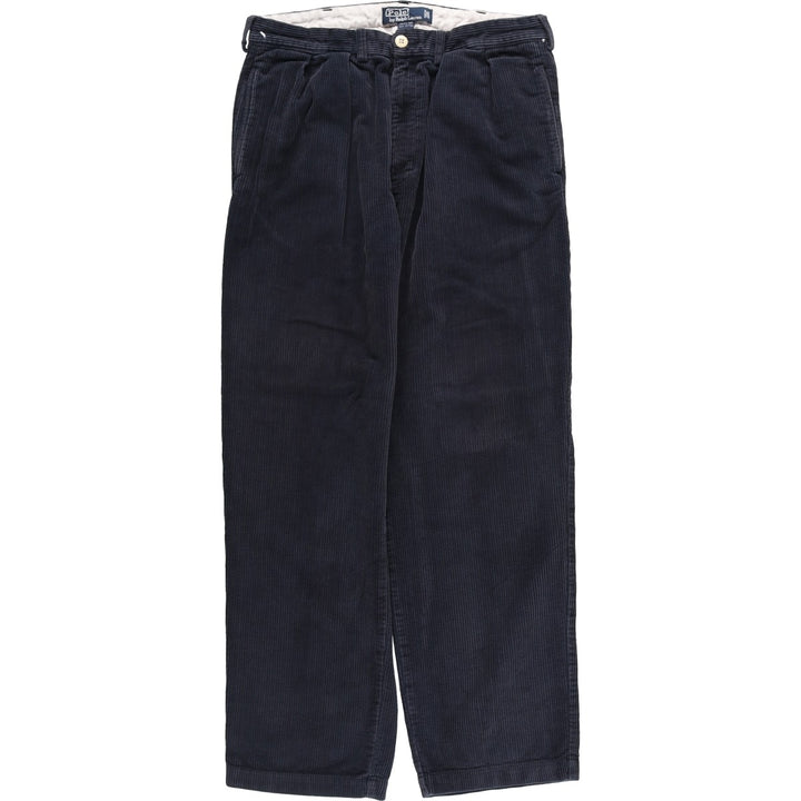 Ralph Lauren Polo by Ralph Lauren ANDREW PANT Two-pleat corduroy pants, men's size W34 (approx.) cotton navy blue type Vintage Second Hand