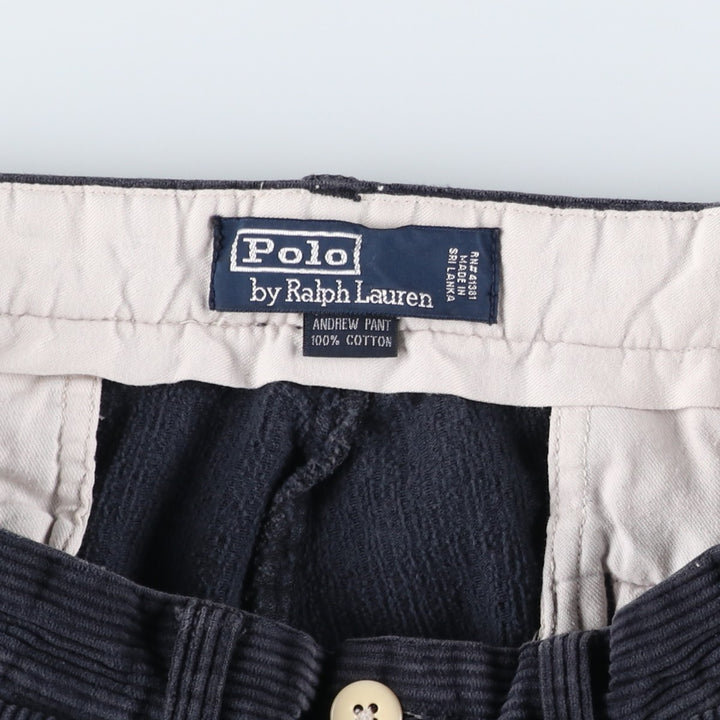 Ralph Lauren Polo by Ralph Lauren ANDREW PANT Two-pleat corduroy pants, men's size W34 (approx.) cotton navy blue type Vintage Second Hand