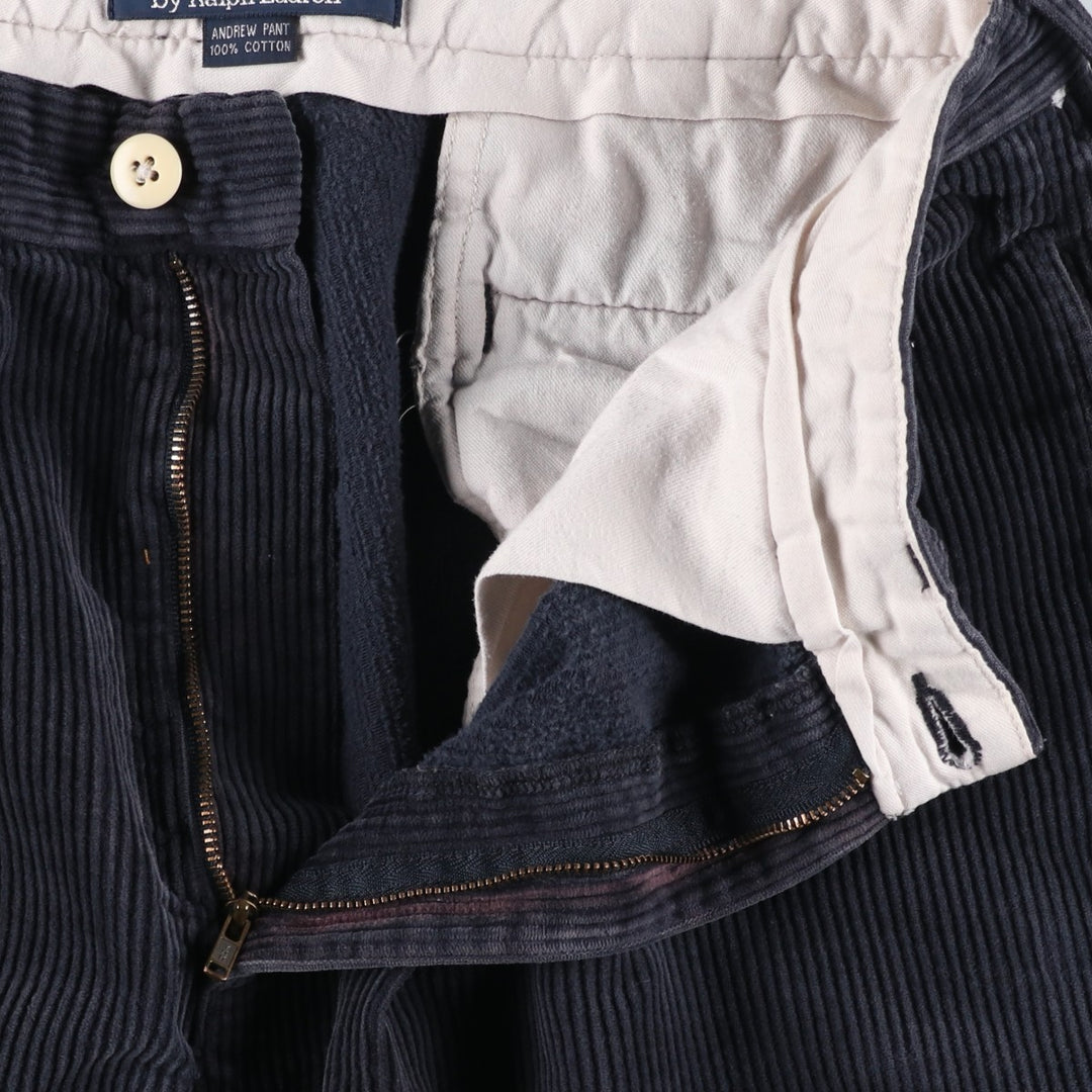 Ralph Lauren Polo by Ralph Lauren ANDREW PANT Two-pleat corduroy pants, men's size W34 (approx.) cotton navy blue type Vintage Second Hand