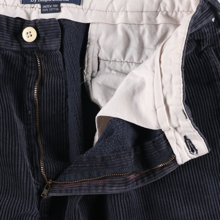 Ralph Lauren Polo by Ralph Lauren ANDREW PANT Two-pleat corduroy pants, men's size W34 (approx.) cotton navy blue type Vintage Second Hand