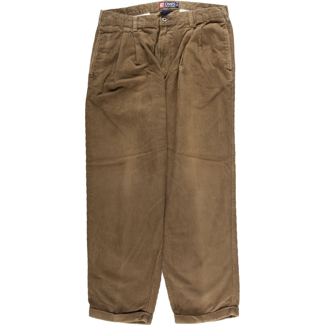 Ralph Lauren Chaps Two-pleat Corduroy Pants Men's Size 36 cotton beige type brown Vintage Second Hand