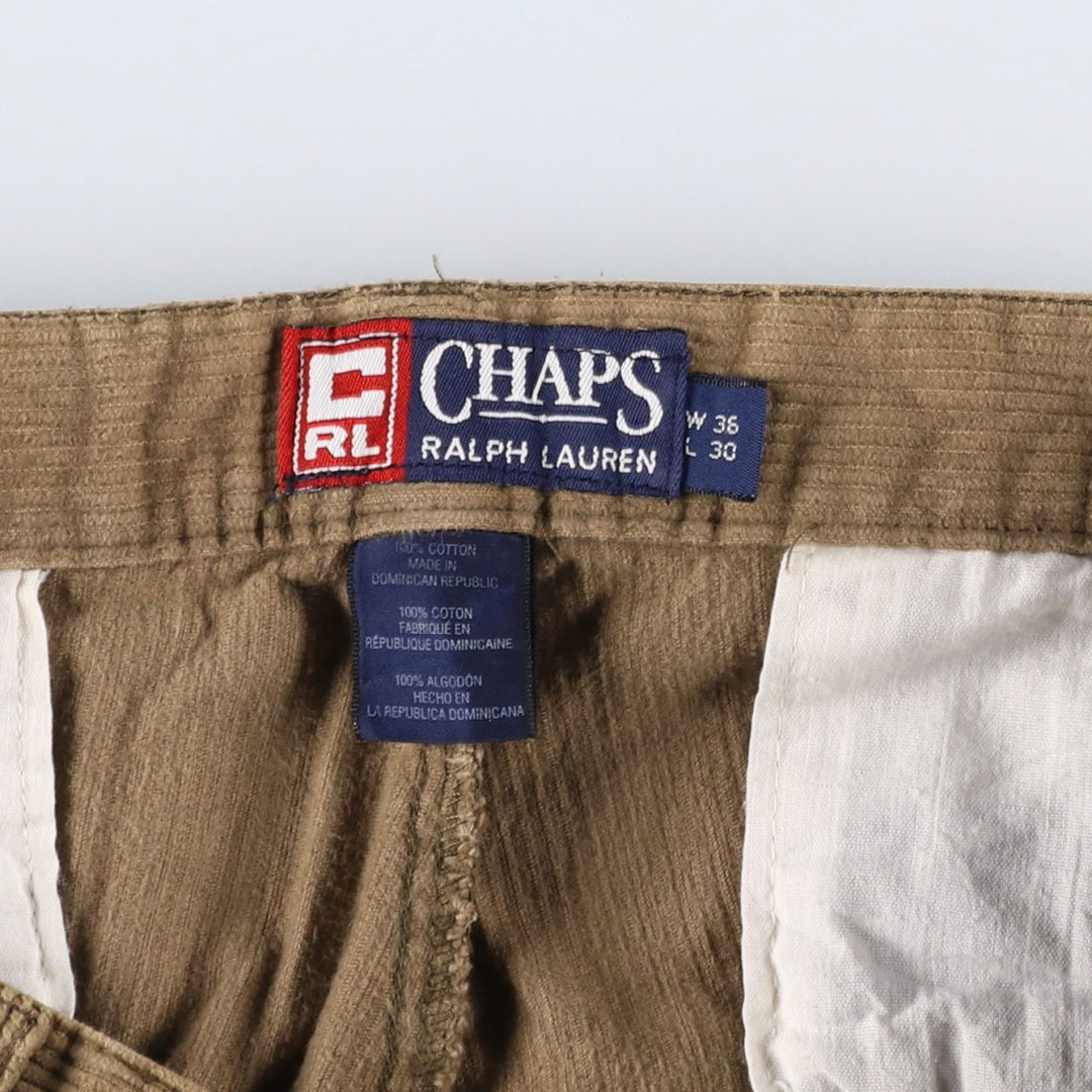 Ralph Lauren Chaps Two-pleat Corduroy Pants Men's Size 36 cotton beige type brown Vintage Second Hand