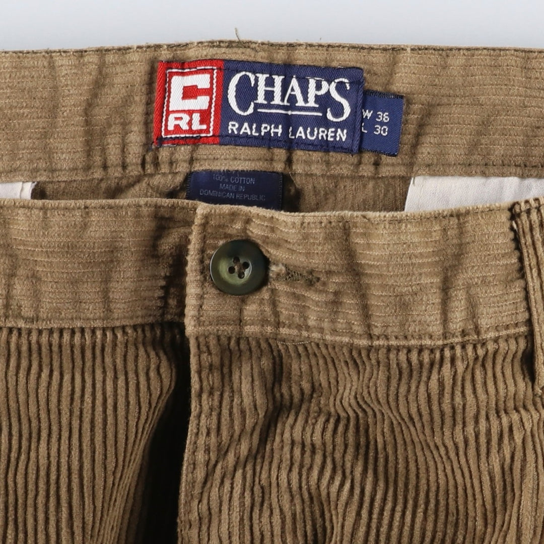 Ralph Lauren Chaps Two-pleat Corduroy Pants Men's Size 36 cotton beige type brown Vintage Second Hand