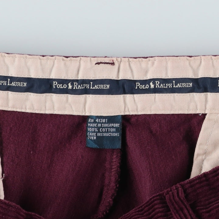Ralph Lauren POLO RALPH LAUREN Two-Pleat Corduroy Pants, Men's Size W35 (approx.) cotton wine-red Vintage Second Hand