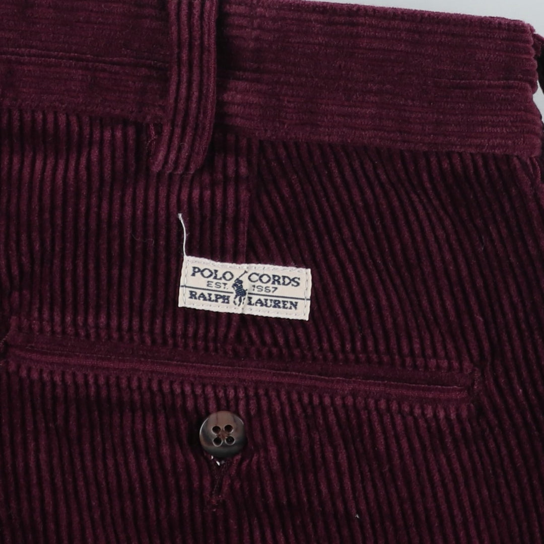 Ralph Lauren POLO RALPH LAUREN Two-Pleat Corduroy Pants, Men's Size W35 (approx.) cotton wine-red Vintage Second Hand