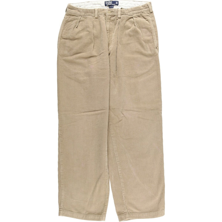 Ralph Lauren POLO by Ralph Lauren ANDREW PANT, two-pleat corduroy pants, men's size W34. cotton Beige type Vintage Second Hand