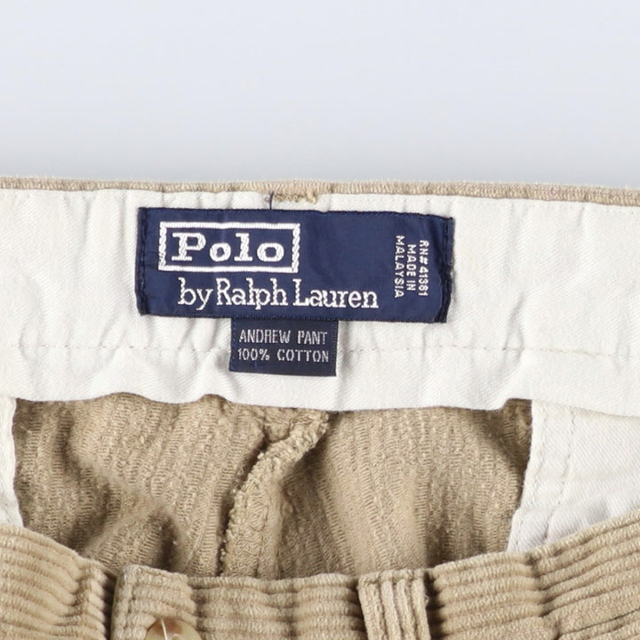 Ralph Lauren POLO by Ralph Lauren ANDREW PANT, two-pleat corduroy pants, men's size W34. cotton Beige type Vintage Second Hand