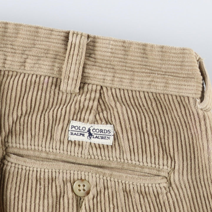 Ralph Lauren POLO by Ralph Lauren ANDREW PANT, two-pleat corduroy pants, men's size W34. cotton Beige type Vintage Second Hand