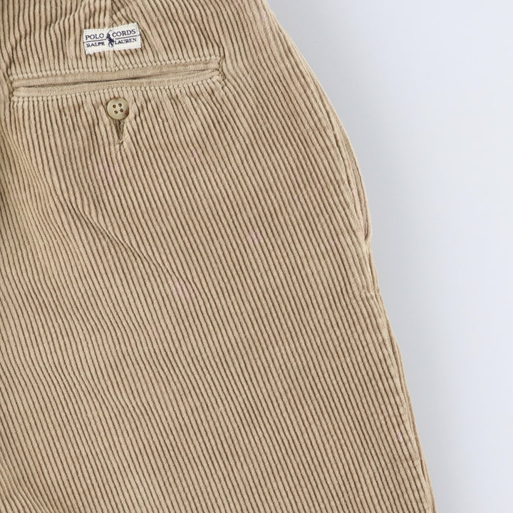 Ralph Lauren POLO by Ralph Lauren ANDREW PANT, two-pleat corduroy pants, men's size W34. cotton Beige type Vintage Second Hand