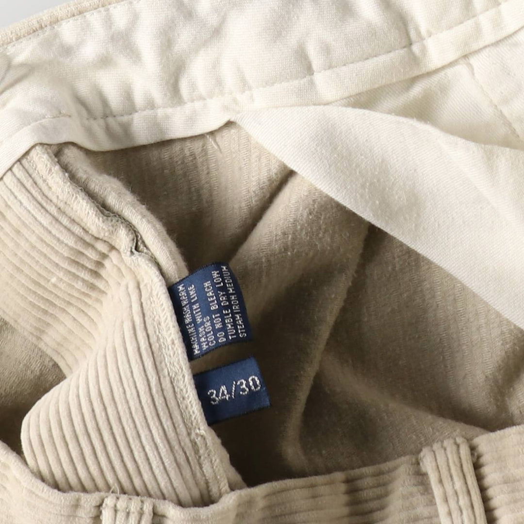 Ralph Lauren POLO by Ralph Lauren ANDREW PANT, two-pleat, wide-ribbed corduroy pants, men's size W34. cotton ivory Vintage Second Hand