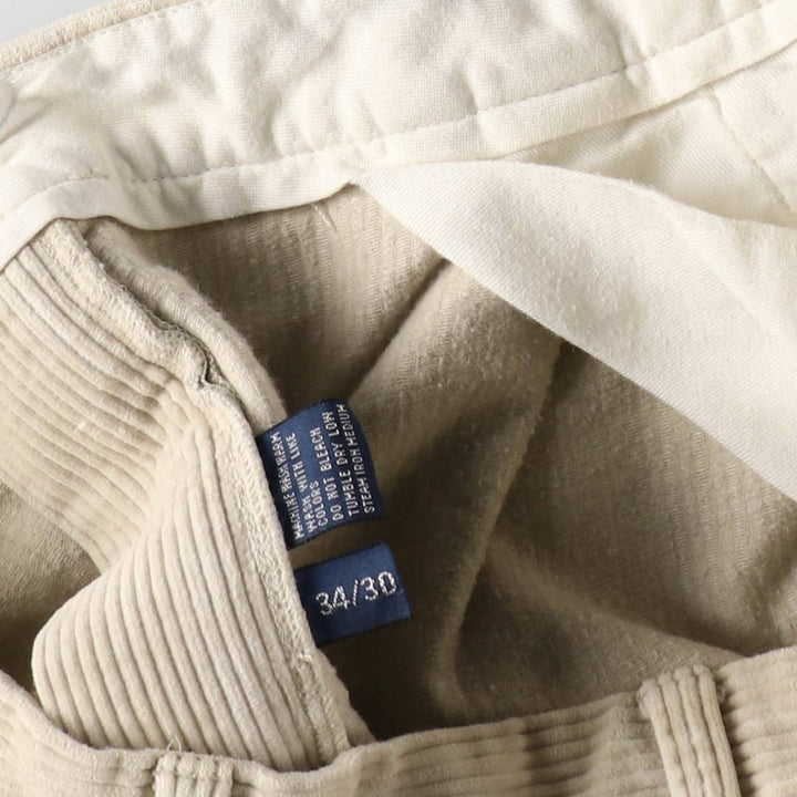 Ralph Lauren POLO by Ralph Lauren ANDREW PANT, two-pleat, wide-ribbed corduroy pants, men's size W34. cotton ivory Vintage Second Hand