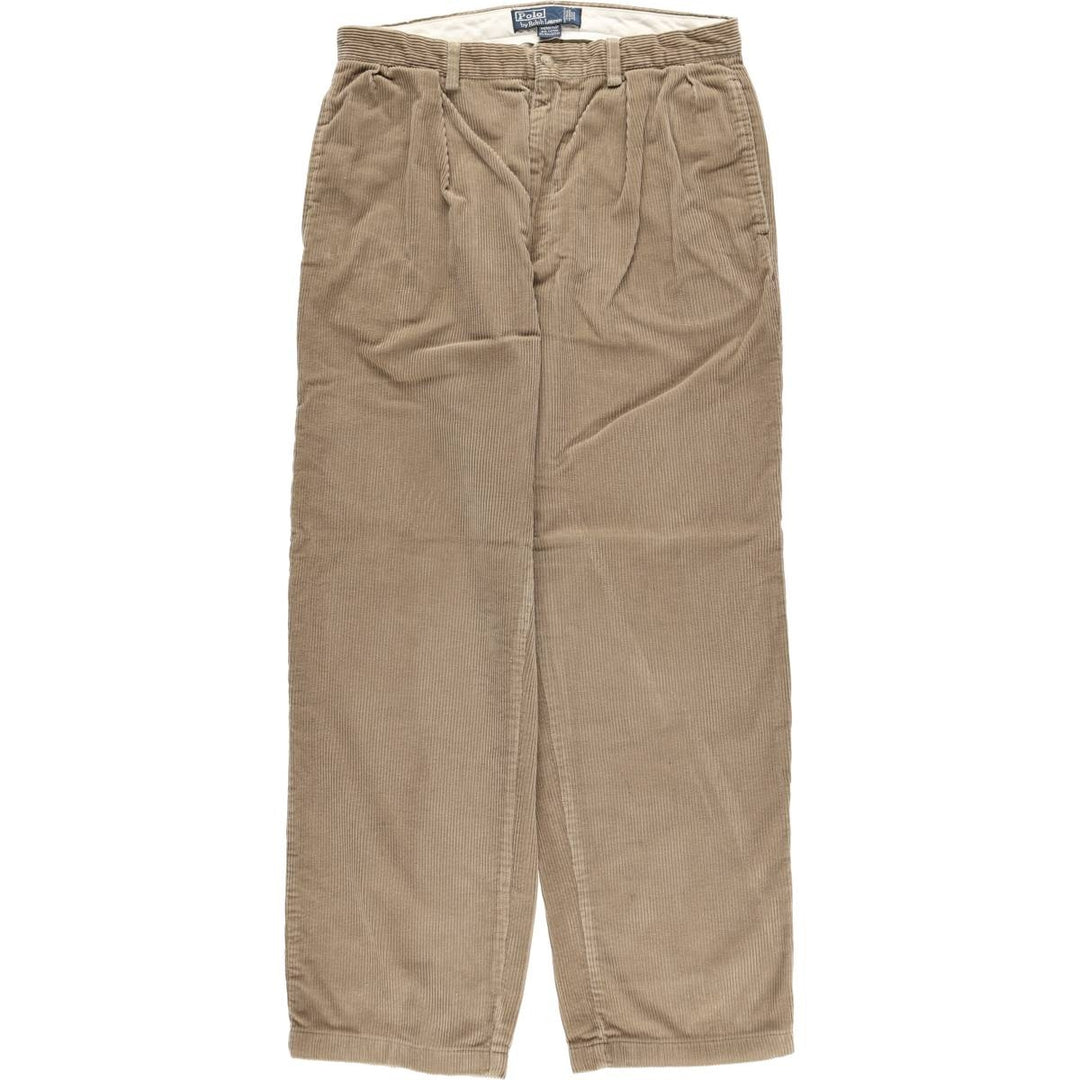 Ralph Lauren POLO by Ralph Lauren ANDREW PANT, two-pleat corduroy pants, men's, W33 equivalent cotton Beige type Vintage Second Hand