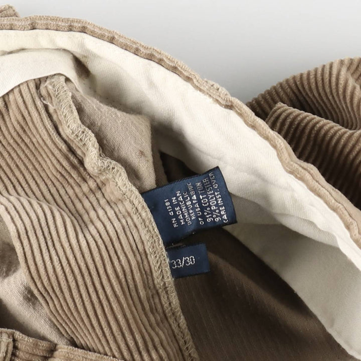 Ralph Lauren POLO by Ralph Lauren ANDREW PANT, two-pleat corduroy pants, men's, W33 equivalent cotton Beige type Vintage Second Hand