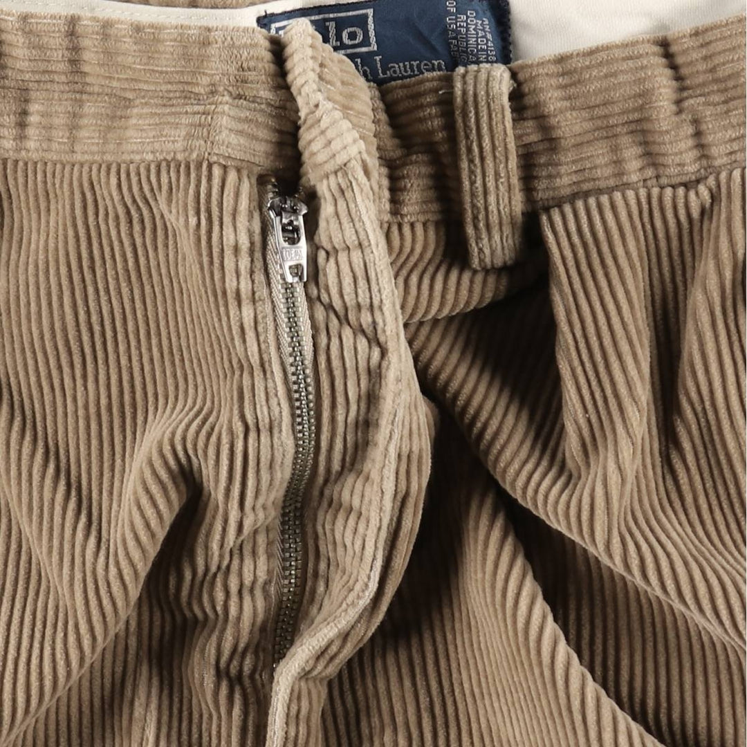Ralph Lauren POLO by Ralph Lauren ANDREW PANT, two-pleat corduroy pants, men's, W33 equivalent cotton Beige type Vintage Second Hand