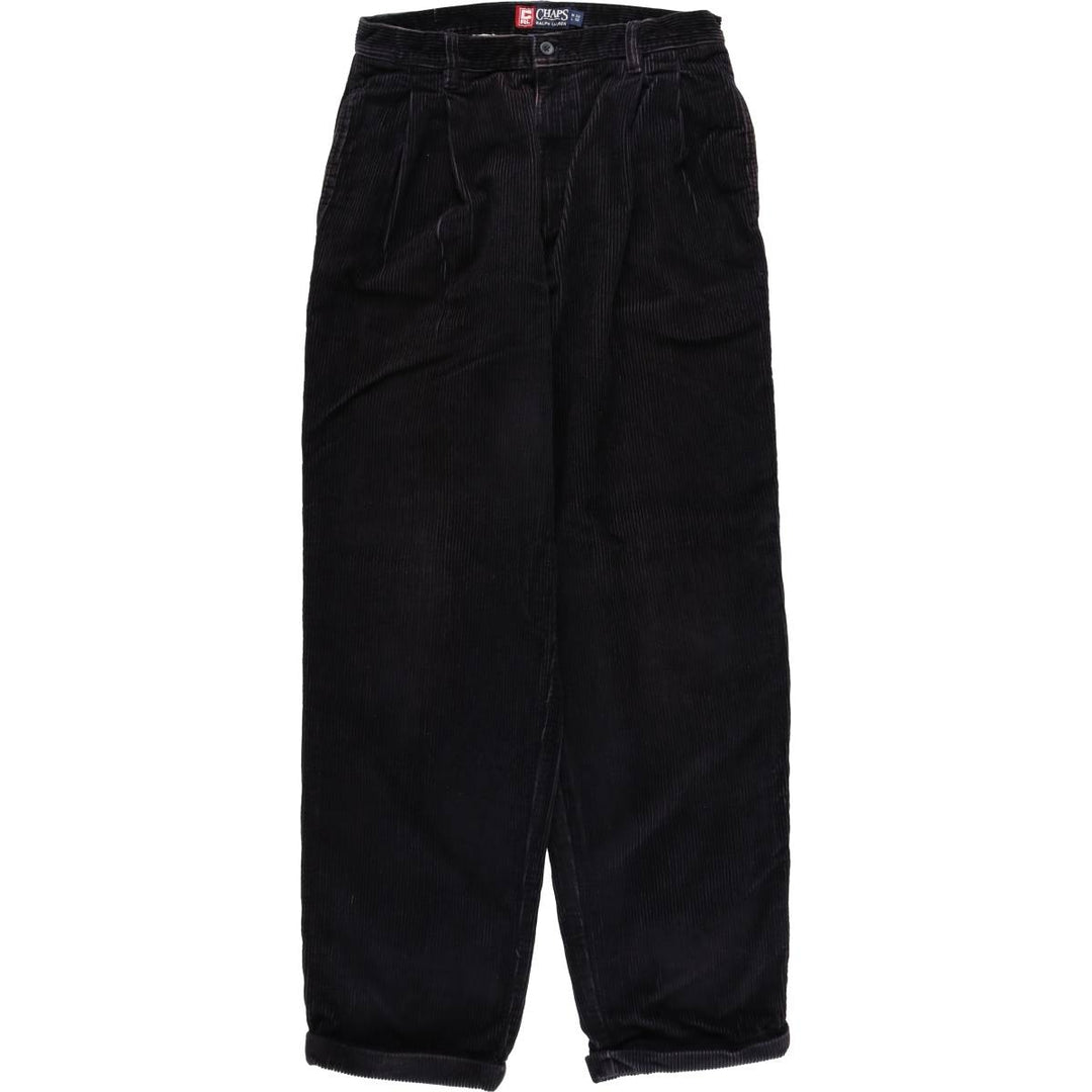 Ralph Lauren Chaps Two-pleat Corduroy Pants Men's Size W30 cotton navy blue type Vintage Second Hand