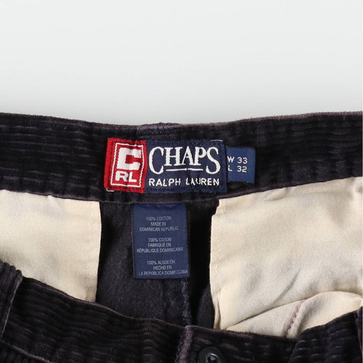 Ralph Lauren Chaps Two-pleat Corduroy Pants Men's Size W30 cotton navy blue type Vintage Second Hand