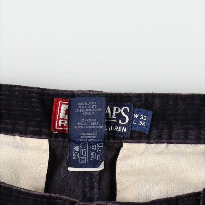 Ralph Lauren Chaps Two-pleat Corduroy Pants Men's Size W30 cotton navy blue type Vintage Second Hand