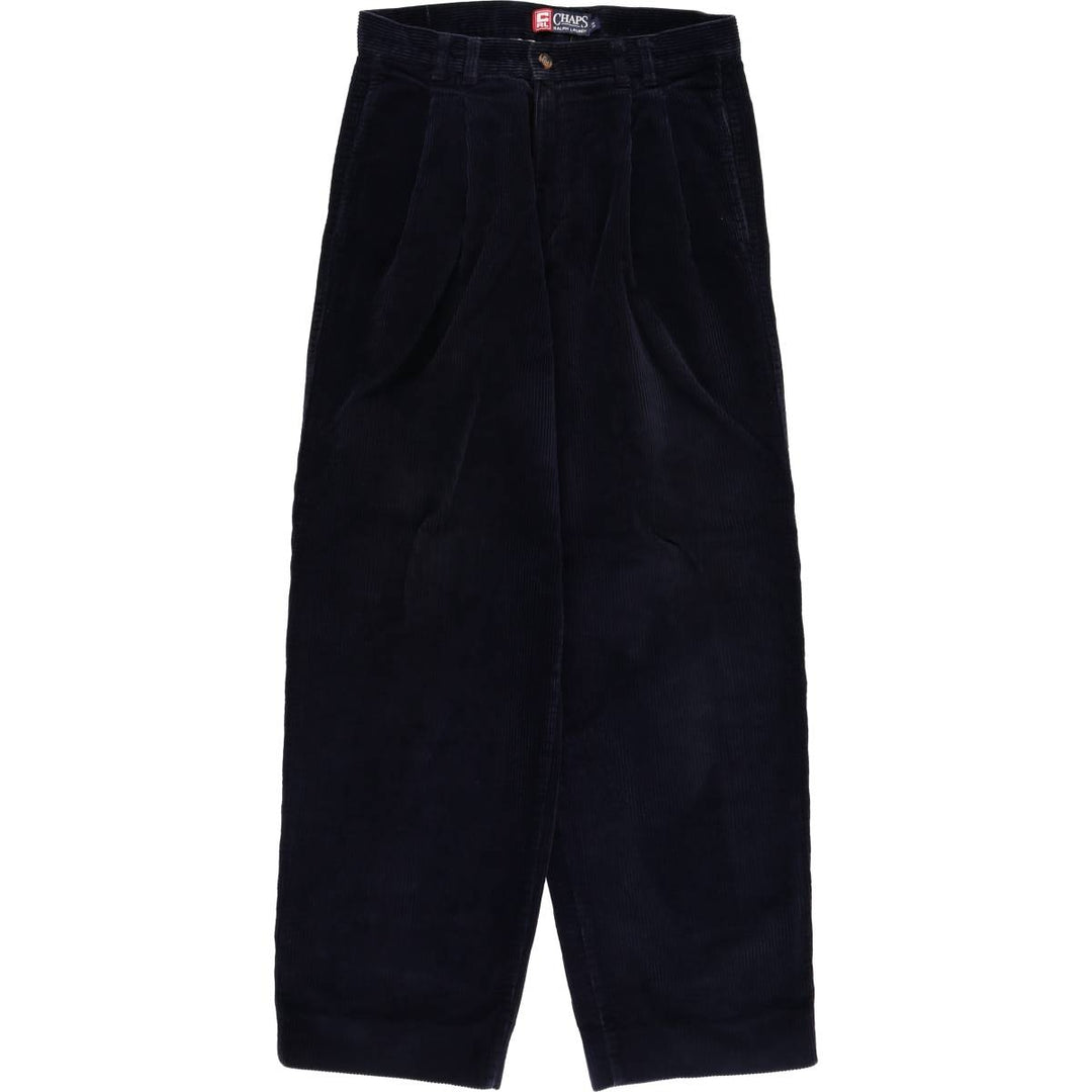 Ralph Lauren CHAPS Two-Pleat Corduroy Pants, Men's Size W29 (approx.) cotton navy blue type Vintage Second Hand