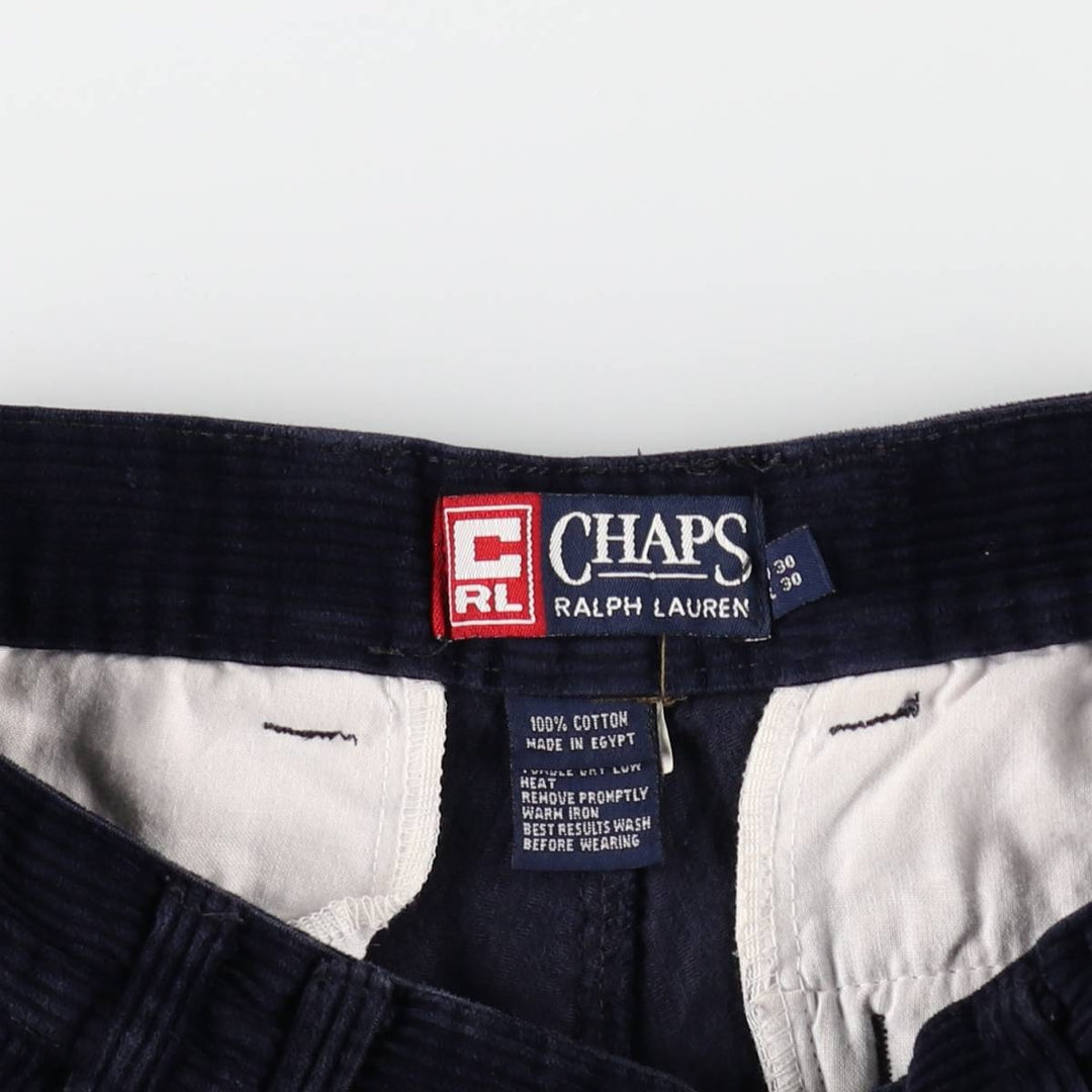 Ralph Lauren CHAPS Two-Pleat Corduroy Pants, Men's Size W29 (approx.) cotton navy blue type Vintage Second Hand