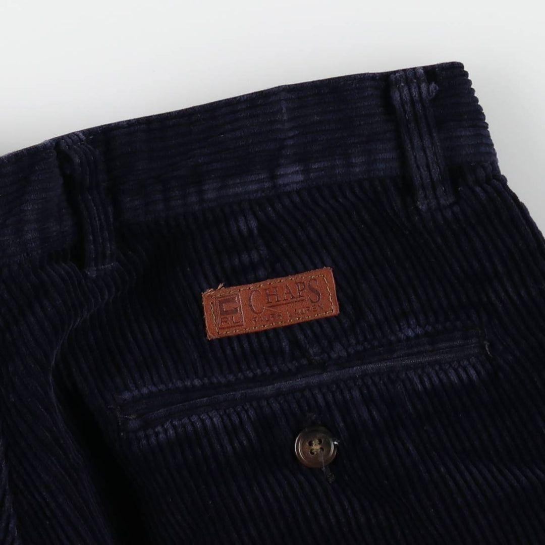 Ralph Lauren CHAPS Two-Pleat Corduroy Pants, Men's Size W29 (approx.) cotton navy blue type Vintage Second Hand