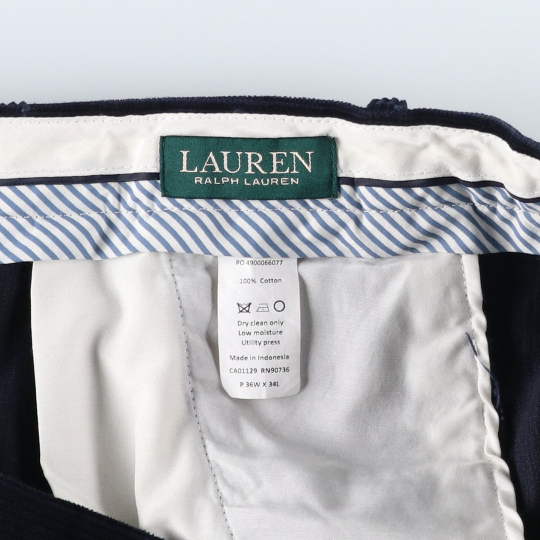 Ralph Lauren LAUREN Two-pleat Corduroy Pants, Men's Size W37 (approx.) cotton navy blue type Vintage Second Hand