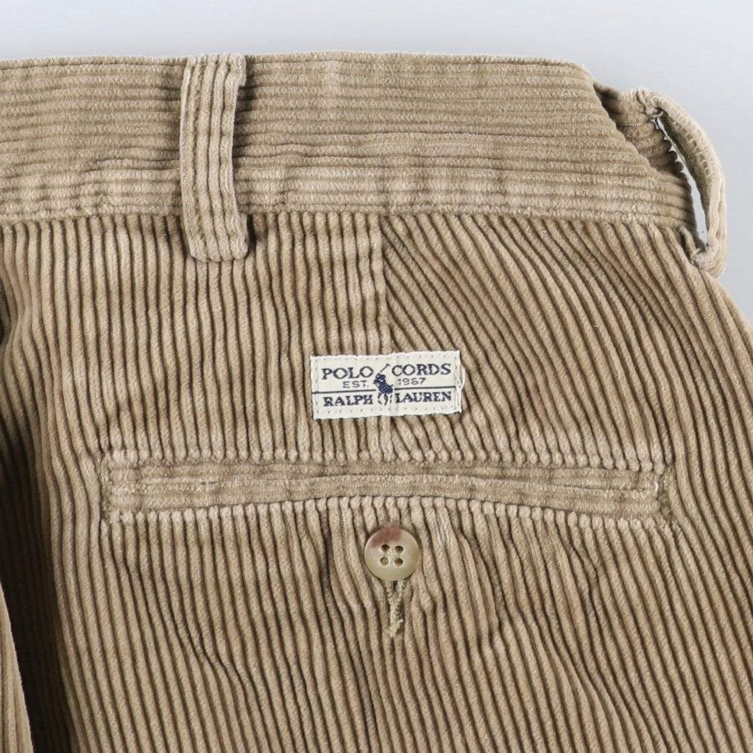 Ralph Lauren POLO by Ralph Lauren ANDREW PANT, two-pleat corduroy pants, men's size W35. cotton Beige type Vintage Second Hand