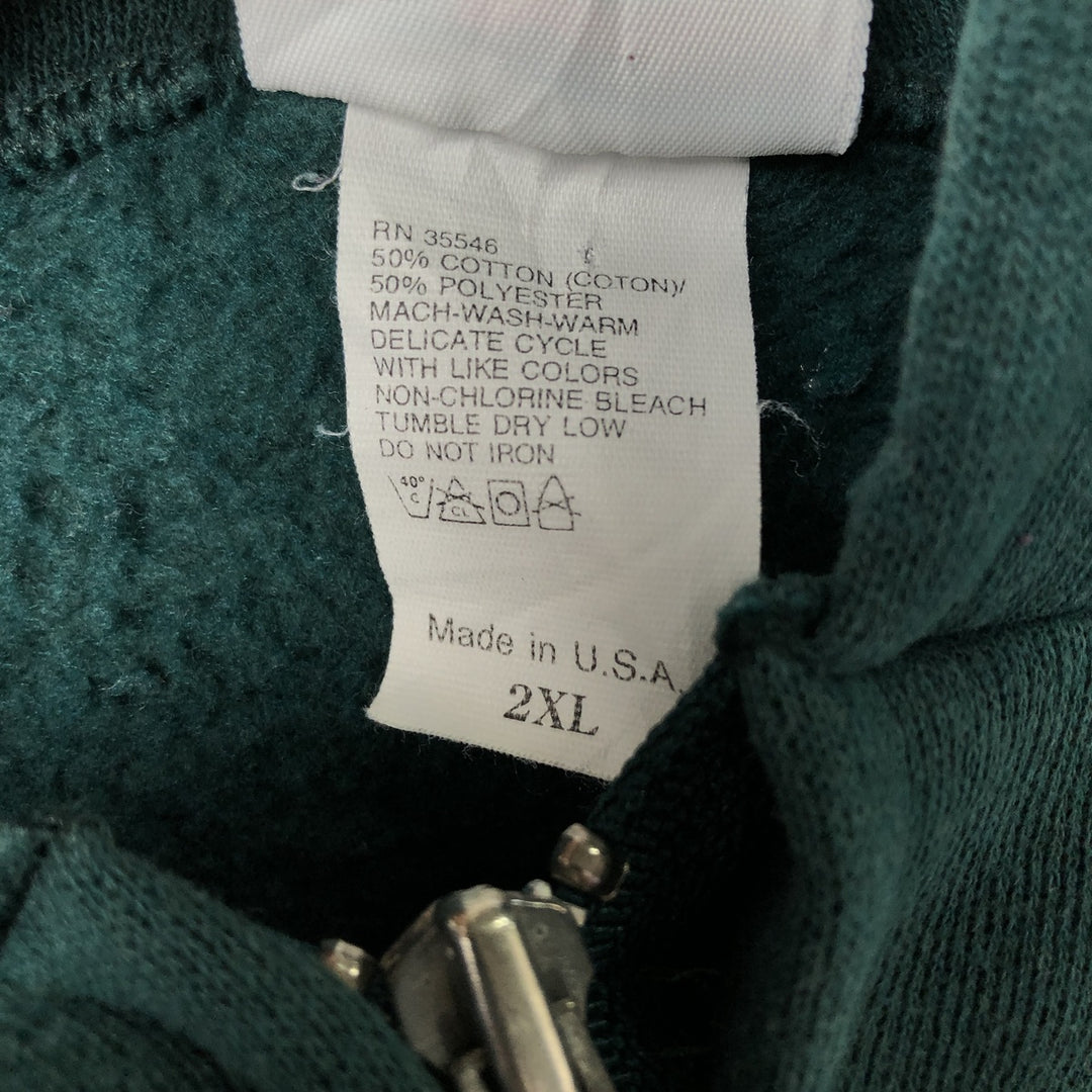 90'S PRO SPIRIT Full-Zip Sweatshirt Hoodie, Made in USA, Men's XXL equivalent, Vintage cotton Green type dark green Vintage Second Hand