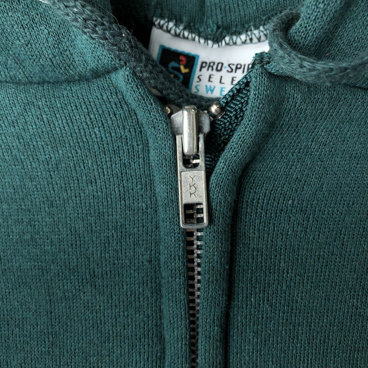 90'S PRO SPIRIT Full-Zip Sweatshirt Hoodie, Made in USA, Men's XXL equivalent, Vintage cotton Green type dark green Vintage Second Hand