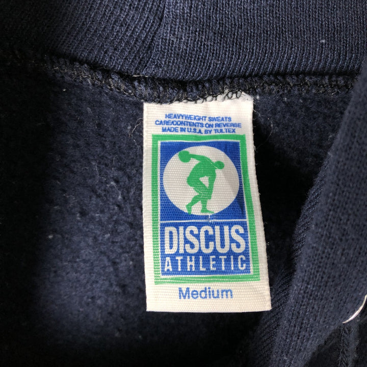 90'S DISCUS ATHLETIC Full-Zip Sweatshirt Hoodie, Made in USA, Men's Size M (Equivalent), Vintage cotton navy blue type Vintage Second Hand