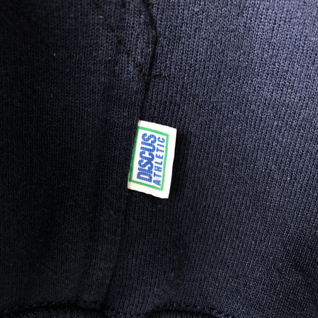 90'S DISCUS ATHLETIC Full-Zip Sweatshirt Hoodie, Made in USA, Men's Size M (Equivalent), Vintage cotton navy blue type Vintage Second Hand