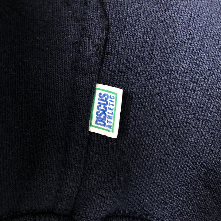 90'S DISCUS ATHLETIC Full-Zip Sweatshirt Hoodie, Made in USA, Men's Size M (Equivalent), Vintage cotton navy blue type Vintage Second Hand