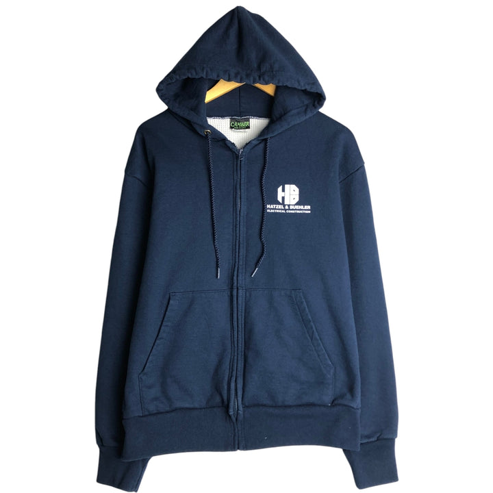 Vintage 90'S CAMBER full-zip sweatshirt hoodie, made in the USA, size L. cotton navy blue type Vintage Second Hand