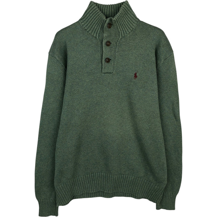 Ralph Lauren POLO RALPH LAUREN High-Neck Cotton Knit Sweater, Men's Size M (approx.) cotton Mint green Vintage Second Hand