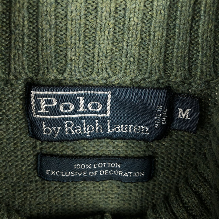 Ralph Lauren POLO RALPH LAUREN High-Neck Cotton Knit Sweater, Men's Size M (approx.) cotton Mint green Vintage Second Hand