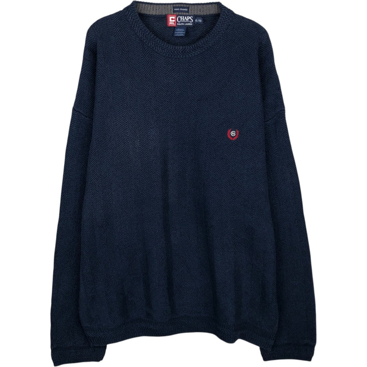 Ralph Lauren CHAPS cotton knit sweater, men's size XL cotton navy blue type Vintage Second Hand