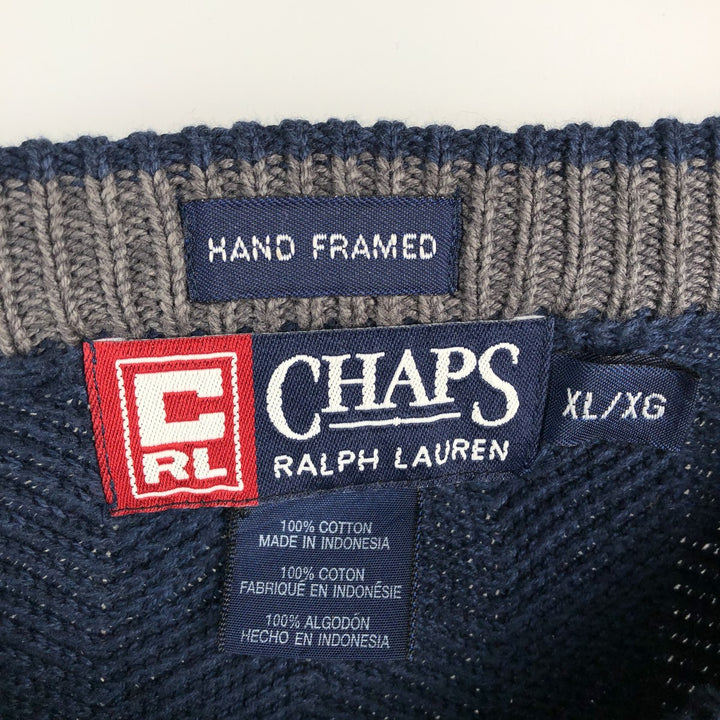 Ralph Lauren CHAPS cotton knit sweater, men's size XL cotton navy blue type Vintage Second Hand