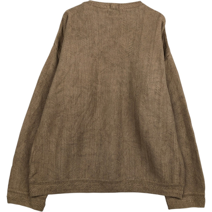 Ralph Lauren CHAPS Herringbone Cotton Knit Sweater, Men's Size L cotton Beige type Vintage Second Hand