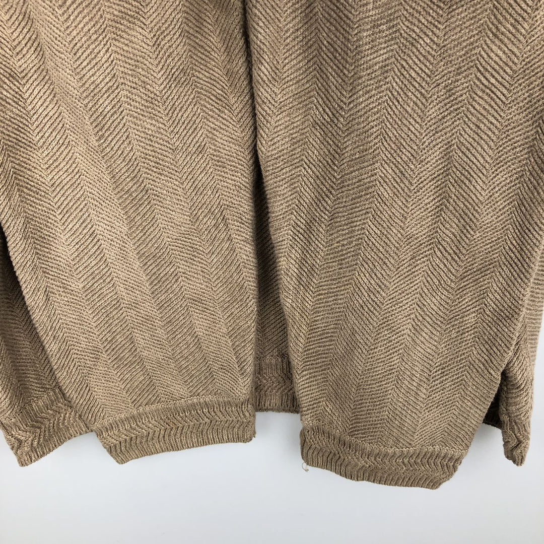 Ralph Lauren CHAPS Herringbone Cotton Knit Sweater, Men's Size L cotton Beige type Vintage Second Hand