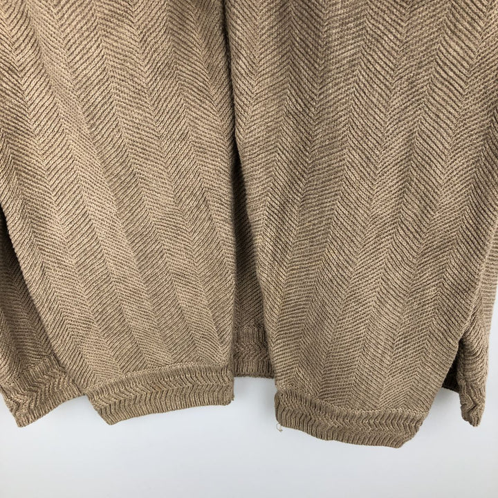 Ralph Lauren CHAPS Herringbone Cotton Knit Sweater, Men's Size L cotton Beige type Vintage Second Hand