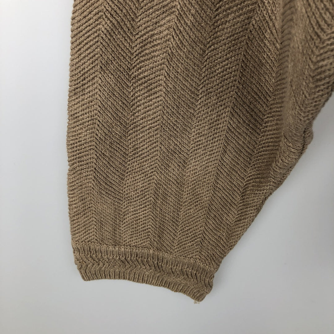 Ralph Lauren CHAPS Herringbone Cotton Knit Sweater, Men's Size L cotton Beige type Vintage Second Hand