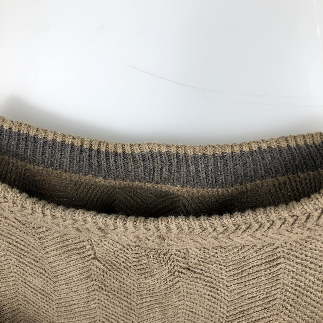 Ralph Lauren CHAPS Herringbone Cotton Knit Sweater, Men's Size L cotton Beige type Vintage Second Hand