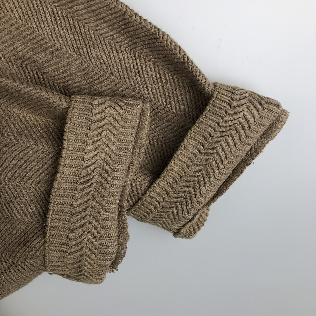 Ralph Lauren CHAPS Herringbone Cotton Knit Sweater, Men's Size L cotton Beige type Vintage Second Hand