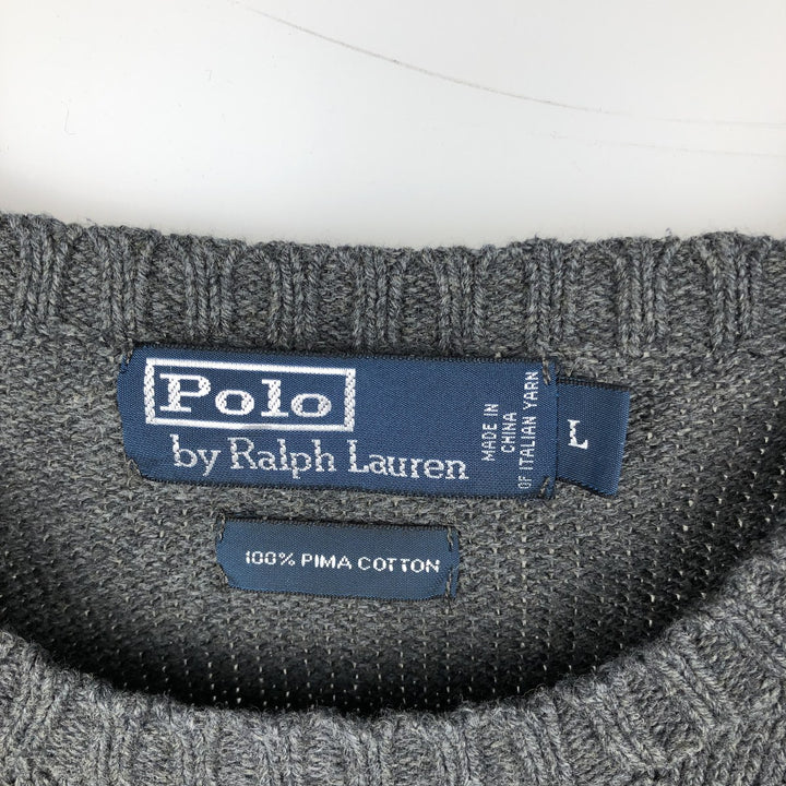 Ralph Lauren POLO by Ralph Lauren Cotton Knit Sweater Men's L size Pima Cotton Charcoal Vintage Second Hand