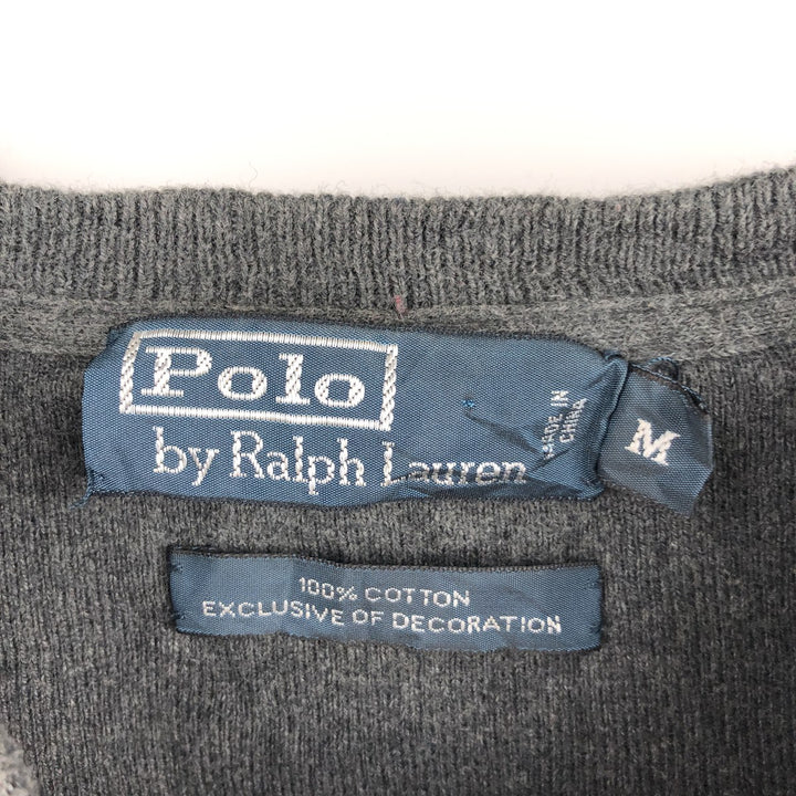 Ralph Lauren POLO by Ralph Lauren Cotton Knit Sweater Men's M Size cotton Charcoal Vintage Second Hand
