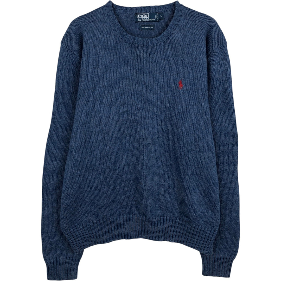 Ralph Lauren POLO by Ralph Lauren Pima Cotton Knit Sweater, Men's Size L Pima Cotton navy blue type Vintage Second Hand